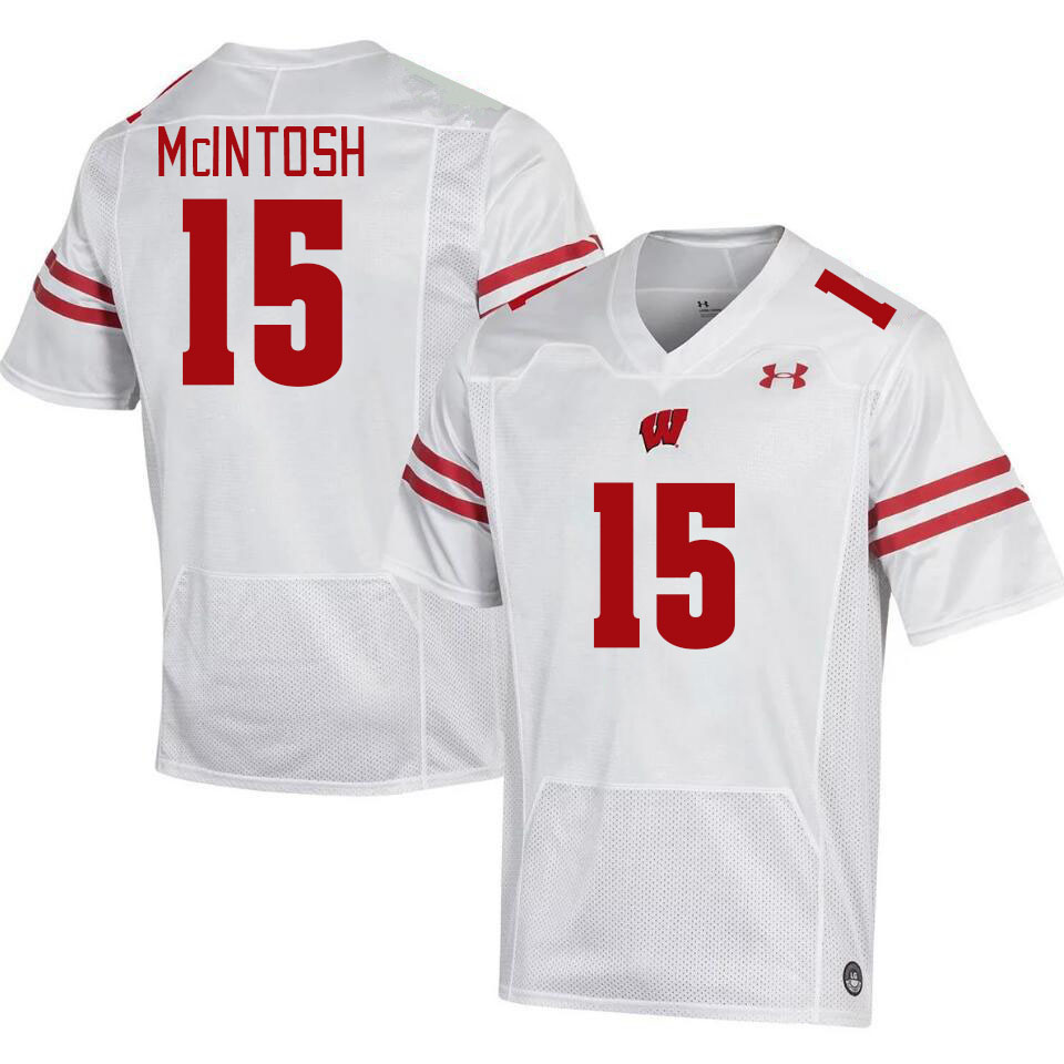 Men #15 Tommy McIntosh Winsconsin Badgers College Football Jerseys Stitched Sale-White